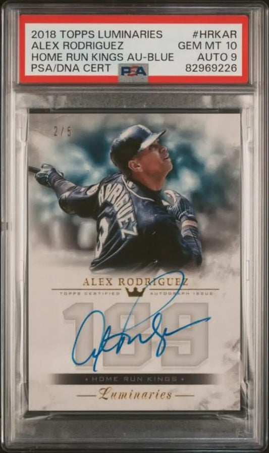 PSA-graded autographed 2018 Alex Rodriguez Seattle Mariners baseball card in GEM MINT condition