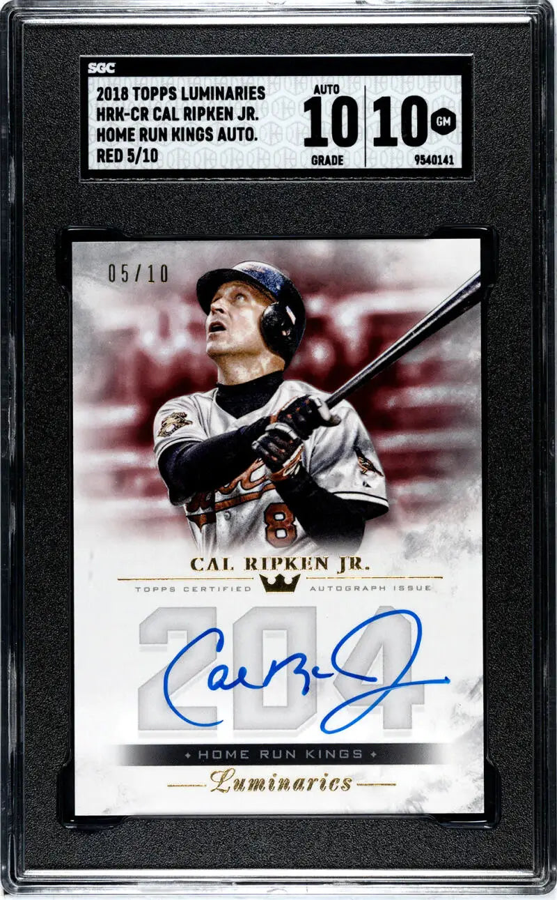 Graded Cal Ripken Jr. Home Run Kings baseball card with autograph in protective case