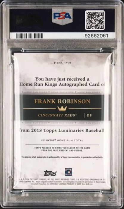 PSA-graded 2018 Topps Luminaries Frank Robinson Home Run Kings Baseball Card in holder