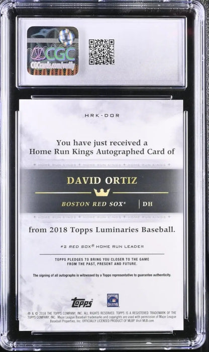 Baseball card authentication holder with David Ortiz autographed Red Sox card