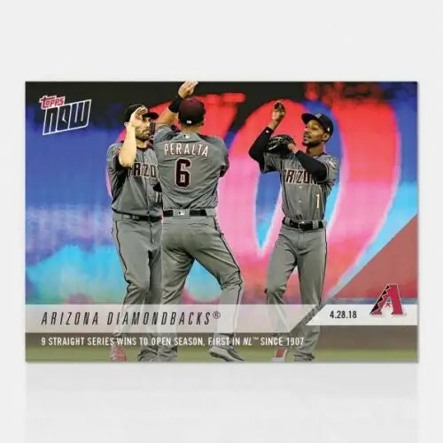 Baseball trading card of Arizona Diamondbacks celebrating straight series wins open season Arizona