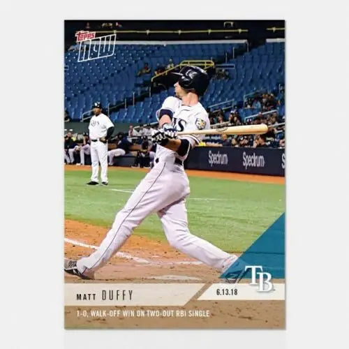 Matt Duffy Tampa swinging bat in 2018 Topps Now 320 walk-off win for Tampa Bay Rays