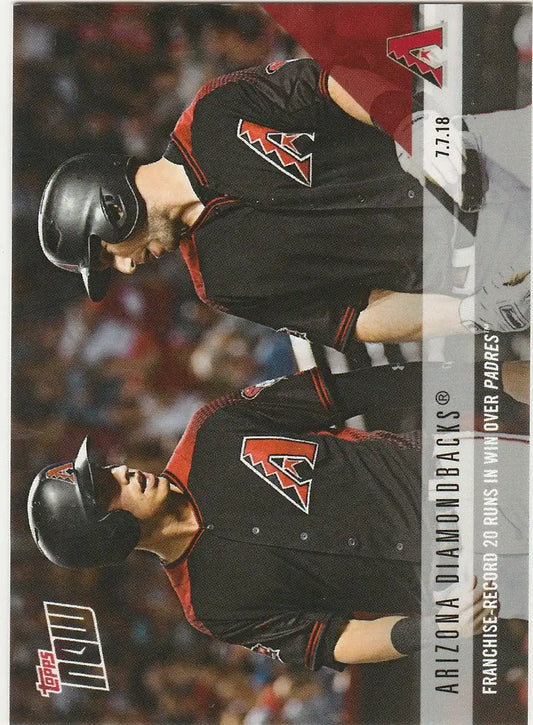 Two Arizona Diamondbacks players in black jerseys showcasing their teamwork for baseball cards