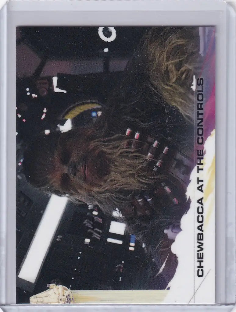 Trading card of Chewbacca in a dark setting from Star Wars Story, 2018 Topps Now