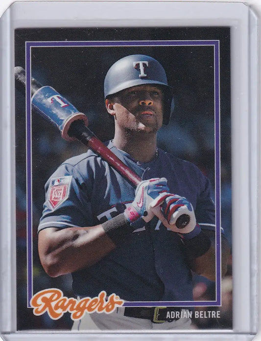 Baseball card of Adrian Beltre, Texas Rangers player with bat, 2018 Topps On Demand