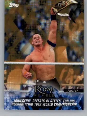 John Cena wrestling card from 2018 Topps Road to WrestleMania defeats AJ Styles NM-MT