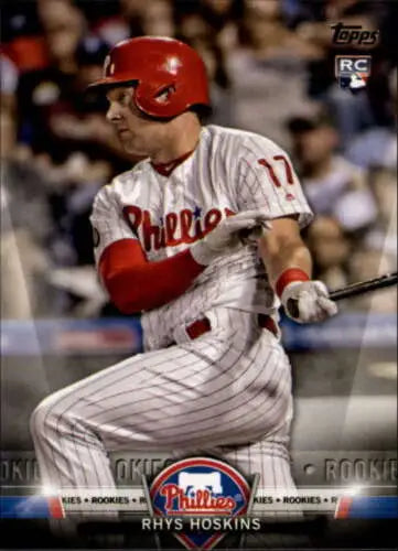 Baseball player in Phillies pinstriped uniform swinging bat from Topps Salute Series