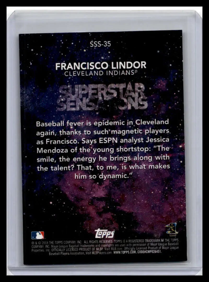 Baseball card of Francisco Lindor highlighting his impact on Cleveland Indians