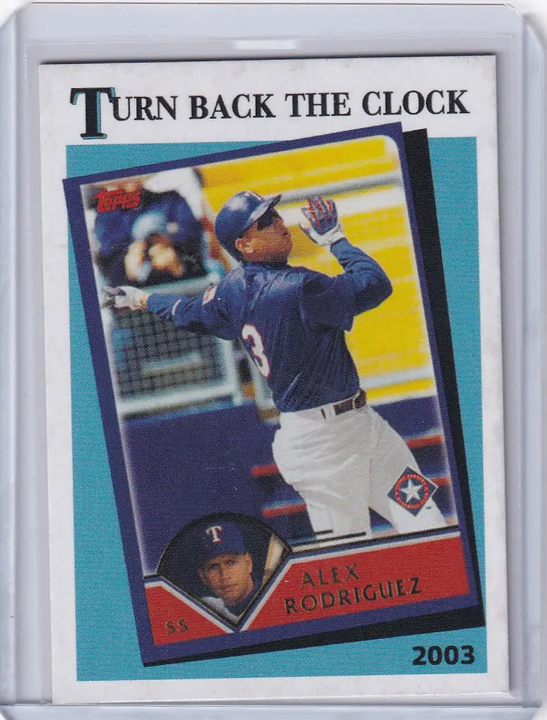 Baseball card of Alex Rodriguez Texas Rangers from Topps Throwback Thursday TBT series