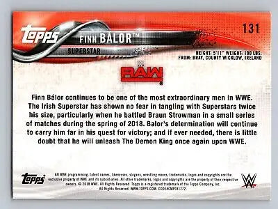 Finn Bálor wrestling card from 2018 Topps WWE #131 Bronze edition