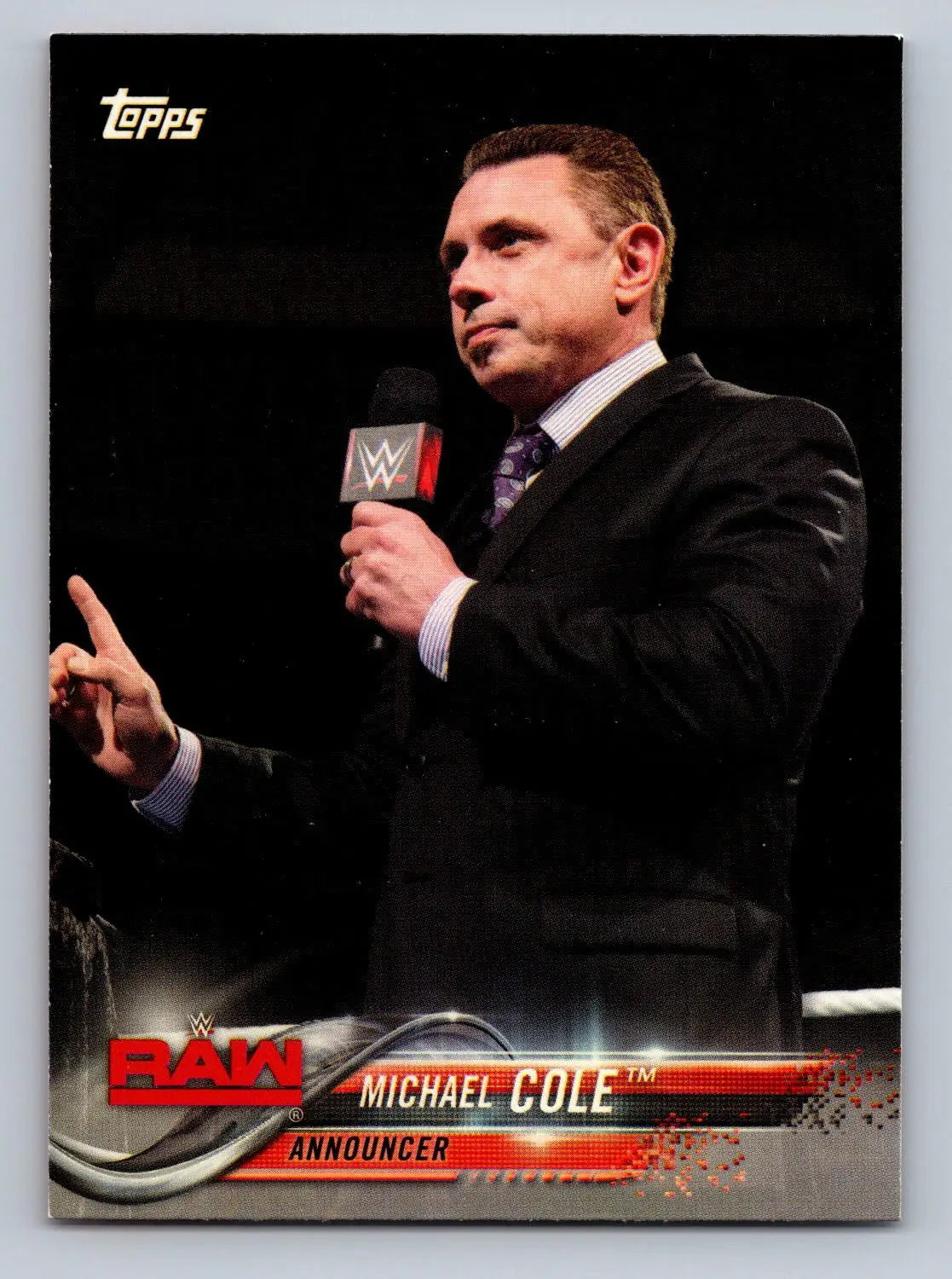 Michael Cole wrestling card from 2018 Topps WWE #57 collectible series