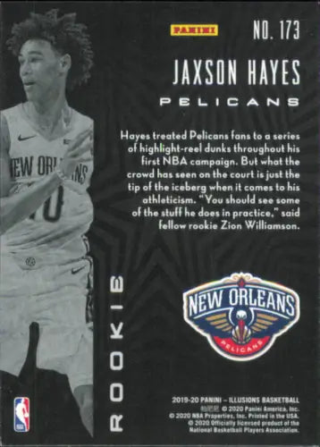 2019-20 Panini Illusions Jaxson Hayes Rookie Basketball Card New Orleans Pelicans