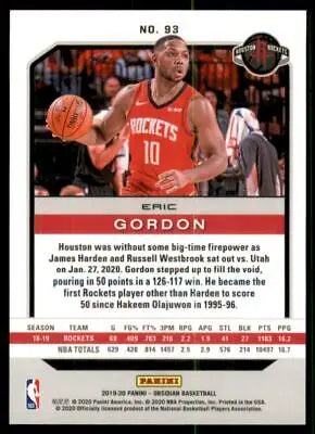 2019-20 Panini Obsidian Eric Gordon Houston Rockets Basketball Card NM-MT