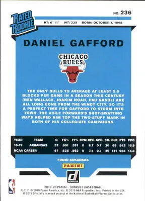 Daniel Gafford Rookie card from 2019-20 Donruss featuring Chicago Bulls player