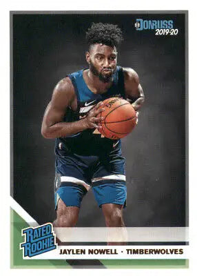 Jaylen Nowell rookie card from the 2019-20 Donruss NBA series featuring Minnesota Timberwolves