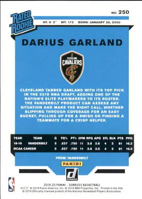 Darius Garland Rookie 2019-20 Donruss #250 Cleveland Cavaliers NBA Card NM-MT