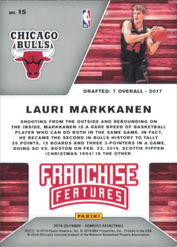 Lauri Markkanen 2019-20 Donruss Franchise Features Green Flood basketball card