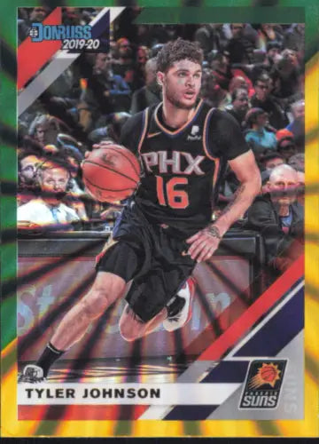 Tyler Johnson basketball card from 2019-20 Donruss Holo Green and Yellow Laser