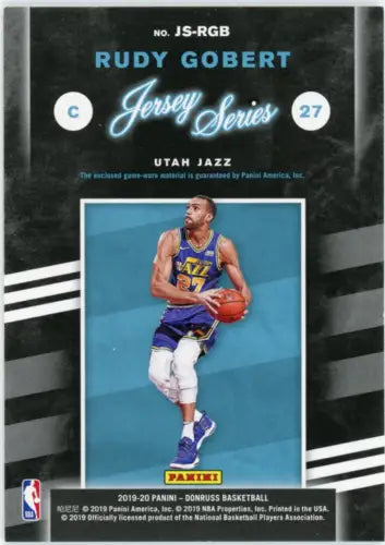 Rudy Gobert 2019-20 Donruss Jersey Series #16 Utah Jazz Basketball Card NM