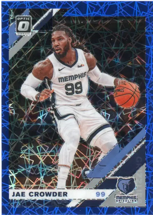 Jae Crowder 2019-20 Donruss Optic Blue Velocity basketball card featuring Memphis Grizzlies