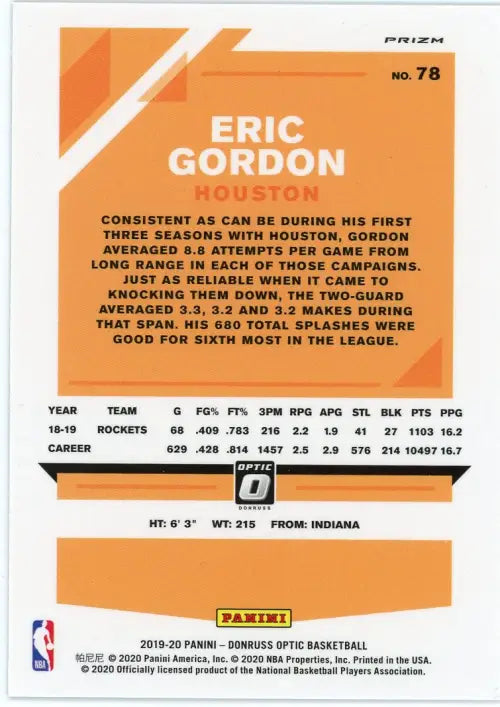 2019-20 Donruss Optic Blue Velocity #78 Eric Gordon Houston Rockets Card NM-MT