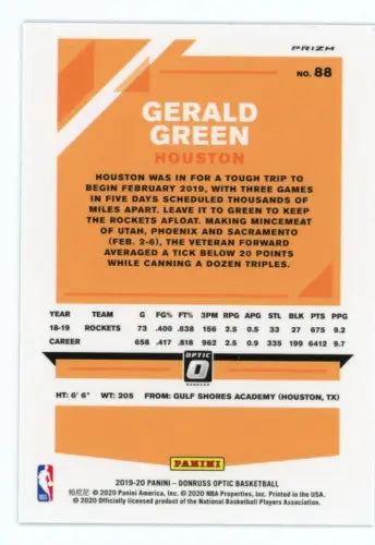 Gerald Green 2019-20 Donruss Optic Purple #88 Houston Rockets Basketball Card