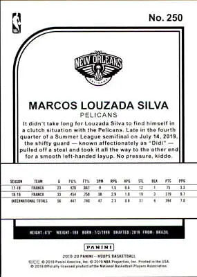 Marcos Louzada Silva basketball card from 2019-20 Hoops New Orleans Pelicans NM-MT