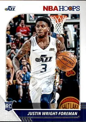 Justin Wright-Foreman basketball card from 2019-20 Hoops, Utah Jazz rookie edition