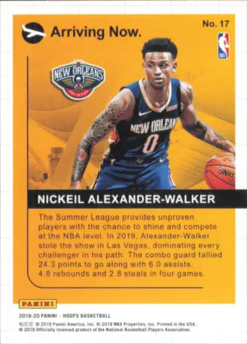 2019-20 Hoops Arriving Now Nickeil Alexander-Walker NBA Trading Card for Sale