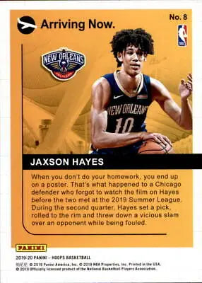 Jaxson Hayes 2019-20 Hoops Arriving Now Holo basketball card New Orleans Pelicans NM-MT