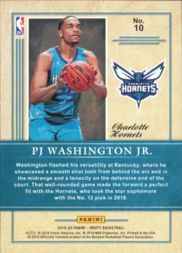 PJ Washington Jr. basketball card from 2019-20 Hoops Class, Charlotte Hornets NBA NM-MT