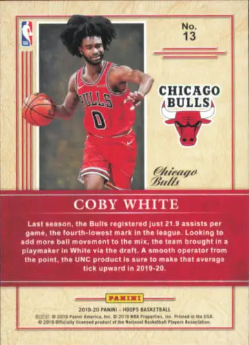 Coby White basketball card from 2019-20 Hoops Class featuring Chicago Bulls star