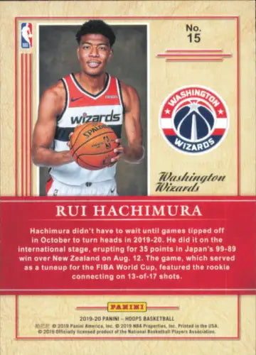 2019-20 Hoops Rui Hachimura Washington Wizards NBA card in NM-MT condition