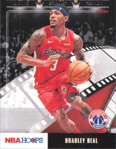 Bradley Beal basketball card from 2019-20 Hoops Lights Camera Action NBA collection