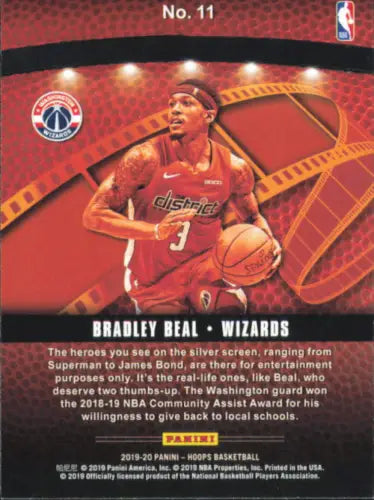 2019-20 Hoops Lights Camera Action #11 Bradley Beal Washington Wizards NBA Trading Card