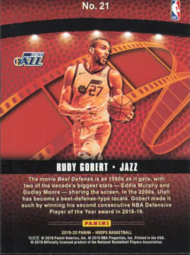 Rudy Gobert 2019-20 Hoops Lights Camera Action basketball card Utah Jazz NM-MT