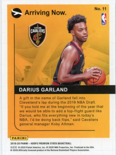 Darius Garland basketball card from 2019-20 Hoops Premium Stock Cavaliers NM-MT