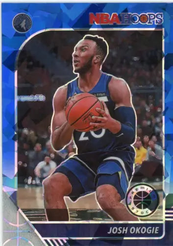 Josh Okogie Basketball Card 2019-20 Hoops Premium Stock Blue Cracked Ice Timberwolves