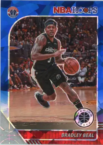 Bradley Beal basketball card from 2019-20 Hoops Premium Stock Blue Cracked Ice