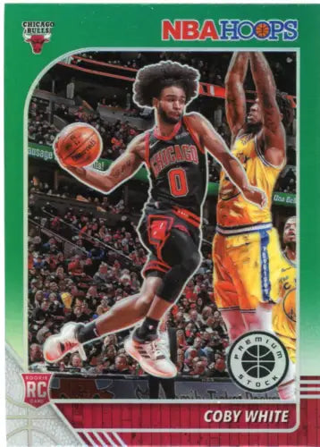 Coby White Rookie Basketball Card from 2019-20 Hoops Premium Stock Green #204