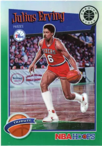 Julius Erving basketball card from 2019-20 Hoops Premium Stock Green #293 NM-MT