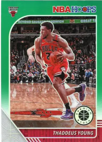 Thaddeus Young 2019-20 Hoops Premium Stock Green Basketball Card Chicago Bulls NM-MT