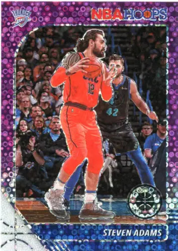 Steven Adams 2019-20 Hoops Premium Stock Purple Disco basketball card for OKC Thunder