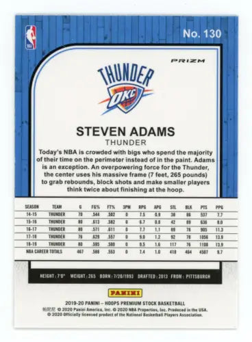 Steven Adams 2019-20 Hoops Premium Stock Purple Disco basketball card NM-MT