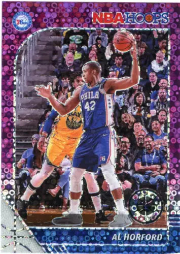 Al Horford 2019-20 Hoops Premium Stock Purple Disco basketball card Philadelphia 76ers