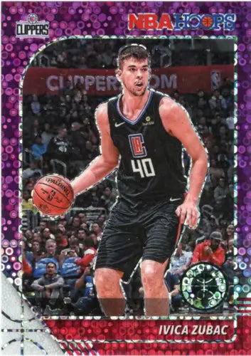 Ivica Zubac LA Clippers 2019-20 Hoops Premium Stock Purple Disco basketball card