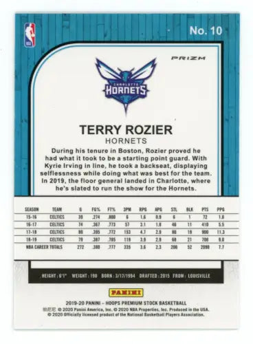 Terry Rozier 2019-20 Hoops Premium Stock Silver Card for Charlotte Hornets NM-MT