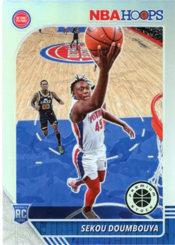 Sekou Doumbouya basketball card from 2019-20 Hoops Premium Stock Silver NBA Pistons