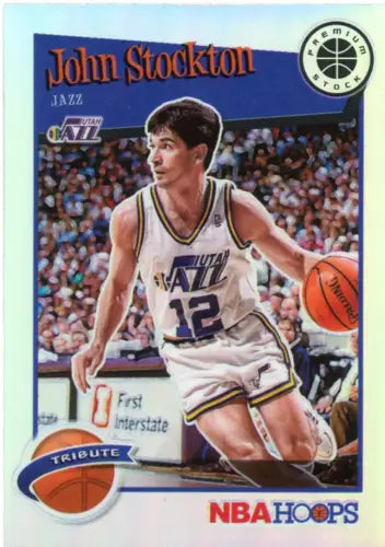 John Stockton 2019-20 Hoops Premium Stock Silver #292 Utah Jazz Basketball Card NM-MT