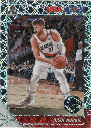 Jusuf Nurkic basketball card from 2019-20 Hoops Premium Stock Silver Laser collection